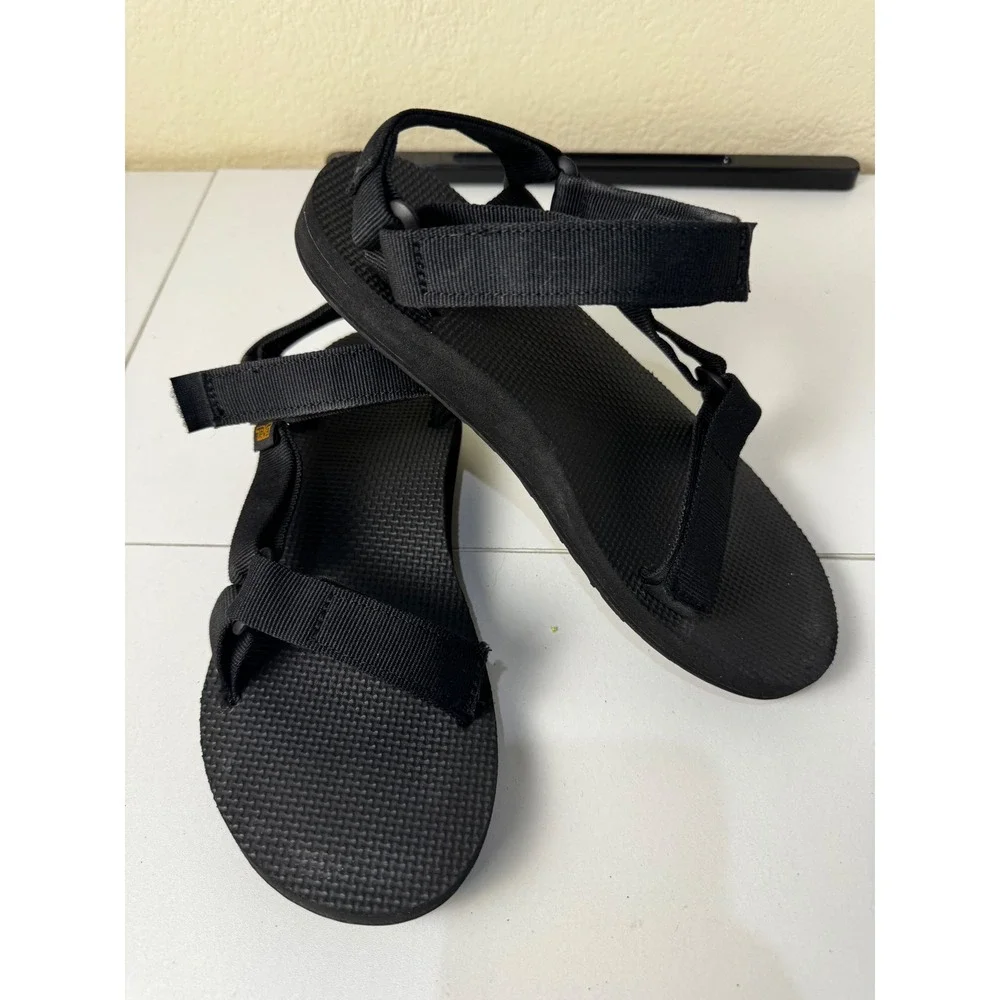 Teva Original Universal Kids Size 8 Black Strappy Sandals Hiking Outdoor‎